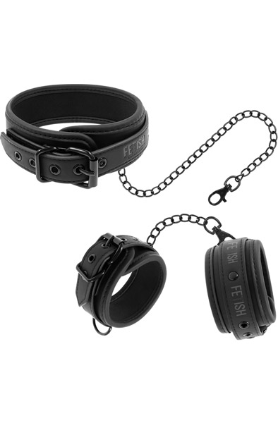Fetish Submissive Collar & Wrist Cuffs Vegan Leather Handbojor & halsband |  | Intimast
