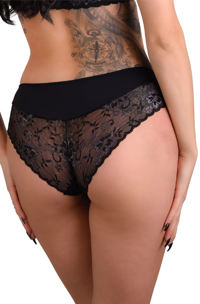 Floral Lace Hiphugger Black S/M Spetstrosa |  | Intimast
