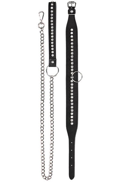 Diamond Studded Collar With Leash Halsband & koppel | | Intimast