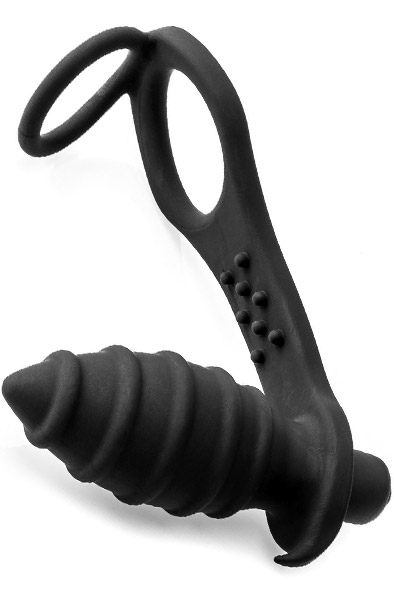 Vibrating Anal Massager With Cock & Ball Ring Analplugg med penisring |  | Intimast
