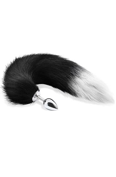 Black & White Faux Tail With Stainless Plug M Analplugg med svans | | Intimast