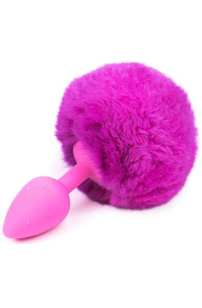 Purple Faux Fur Rabbit Tail With Silicone Plug S Analplugg med svans |  | Intimast