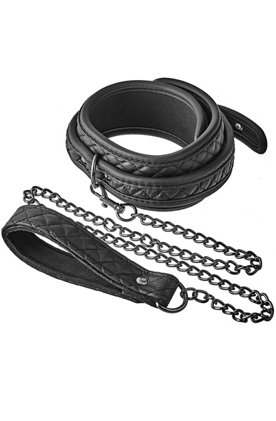 Blaze Collar Leash Diamond Black Halsband & koppel | | Intimast