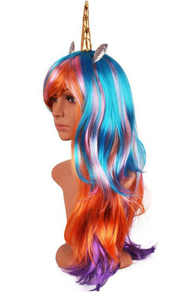 Wig With Golden Unicorn Horn Peruk |  | Intimast