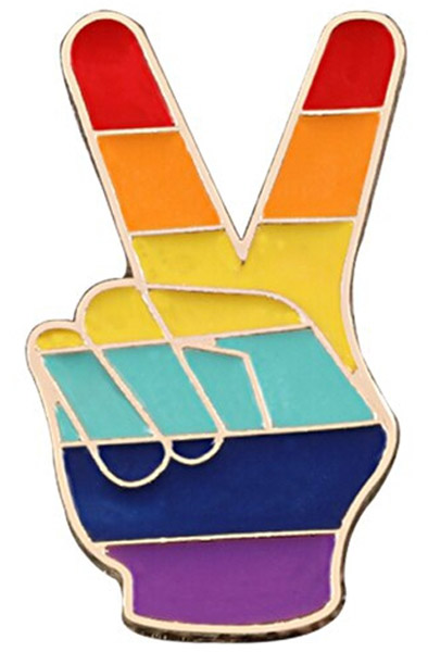 Rainbow V-Finger Pins Pride Pin |  | Intimast