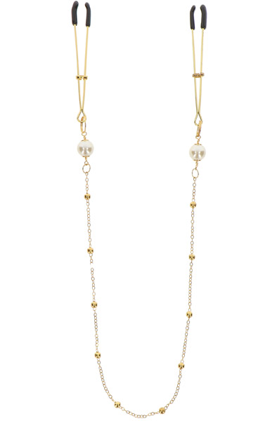 Taboom Tweezers Pearl & Deluxe Chain Bröstklämmor med kedja | | Intimast
