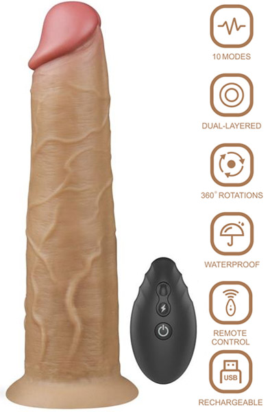 Dual-Layered Silicone Vibe With Rotation 20,5cm Dildo med vibrator | | Intimast
