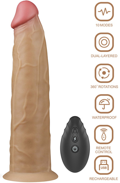 Dual-Layered Silicone Vibe With Rotation 22,5cm Dildo med vibrator |  | Intimast