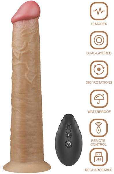 Dual-Layered Silicone Vibe With Rotation 25cm Dildo med vibrator | | Intimast