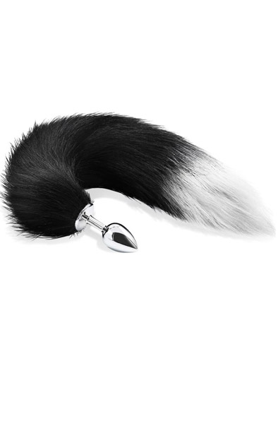 Anal Plug With Black & White Tail Medium Analplugg med svans | | Intimast