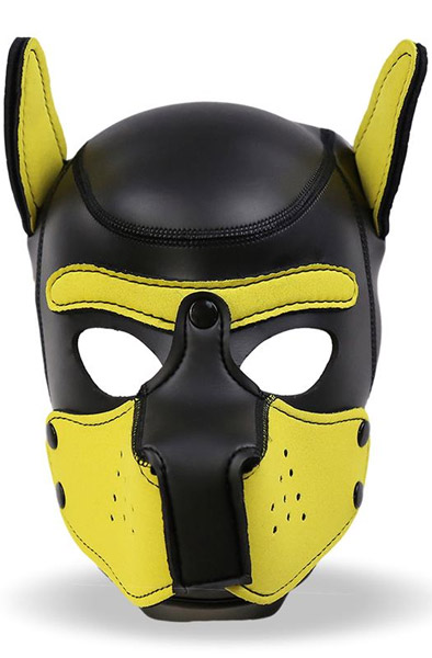 Neoprene Dog Hound Removable Muzzle Black/Yellow BDSM mask | | Intimast