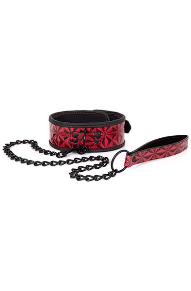 Diabolique Dark Collar With Leash Red Halsband & koppel |  | Intimast