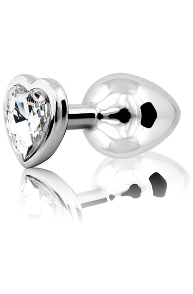 Loving Heart Butt Plug Silver/Clear Medium Analplugg metall |  | Intimast