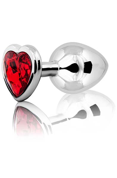 Loving Heart Butt Plug Silver/Red Medium Analplugg metall |  | Intimast