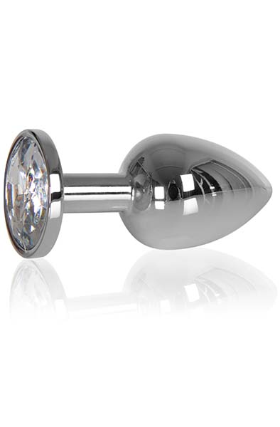 Produktfoto för Analplugg med tyngd 145 g - Silver med Klar Sten