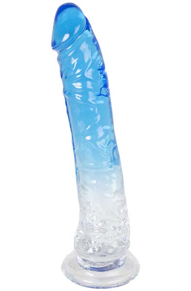 Dual Color Dildo Blue & Clear 20 cm Dildo med sugpropp |  | Intimast