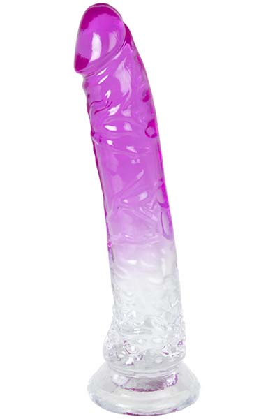 Dual Color Dildo Purple & Clear 20 cm Dildo med sugpropp |  | Intimast
