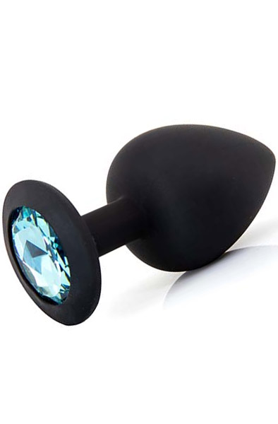 Alternativ bild 1 för Stor silikonplugg med vacker sten - svart/blå