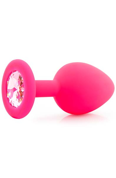 Silicone Plug With Gem Medium Pink Analplugg |  | Intimast