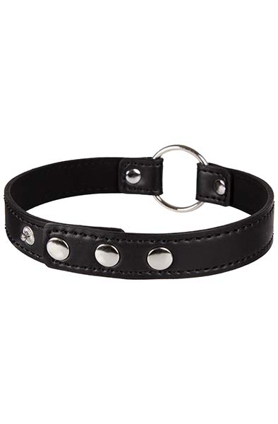 Alternativ bild 1 för Choker halsband med dekorativ ring - svart