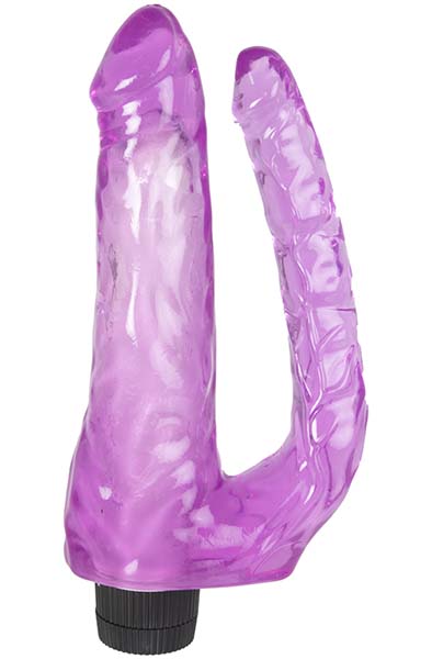 Double Penetrating Vibrating Jelly Dildos Purple Dubbeldildo med vibrator |  | Intimast