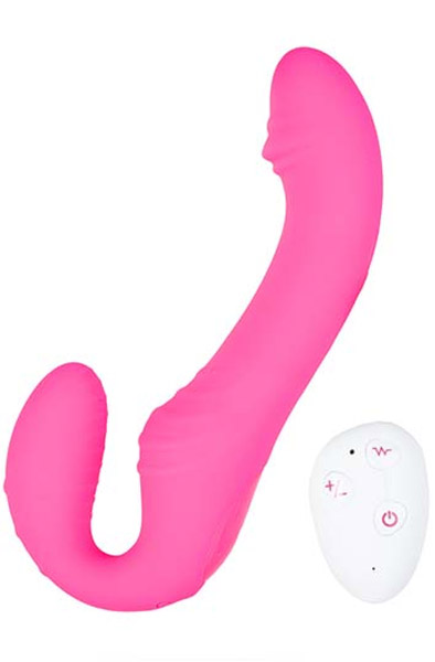 Triple Vibration Strap-On Vibrator Wireless Remote Pink Vibrerande strapon |  | Intimast