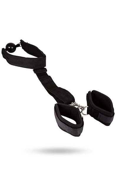 Alternativ bild 1 för Ball Gag with Wrist Restraints - svart