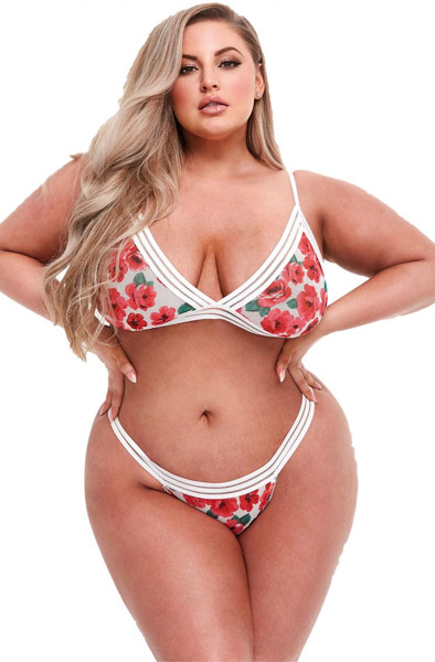 White Floral & Lace 2-pcs Bra Set Curvy Queen Size Sexiga underkläder | | Intimast