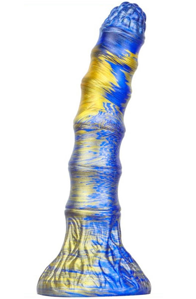 Metallic Fantasy Dildo Bamspin Blue/Gold 17,5 cm Dragon dildo | | Intimast