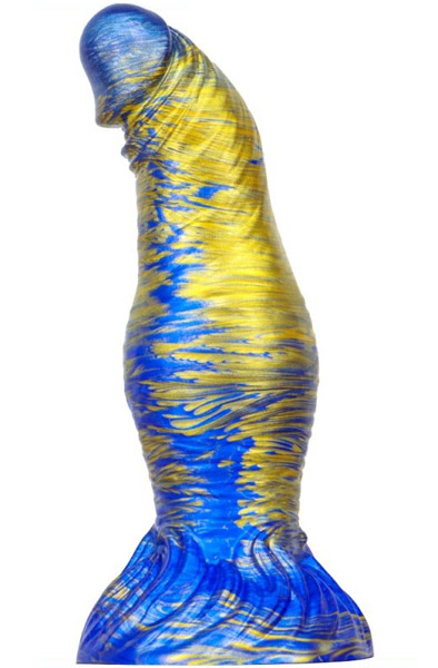 Metallic Fantasy Dildo Duxel Blue/Gold 19,5 cm Dragon dildo | | Intimast
