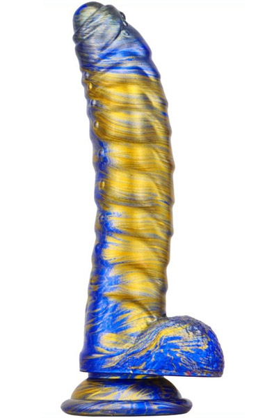 Metallic Fantasy Dildo Gasix Blue/Gold 20,5 cm Dragon dildo | | Intimast