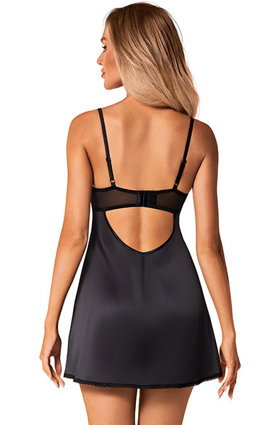 Alternativ bild 1 för SERENA LOVE - SVART CHEMISE OCH STRINGTROSA