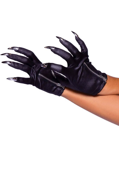 Leg Avenue Zip-Up Claw Gloves Black O/S Handskar | | Intimast