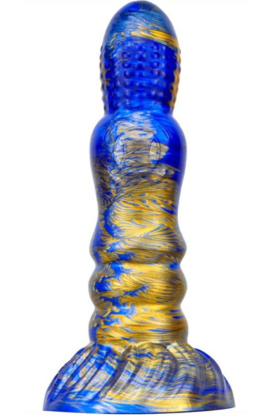 Metallic Fantasy Dildo Peern Blue/Gold 19,5 cm Dragon dildo | | Intimast