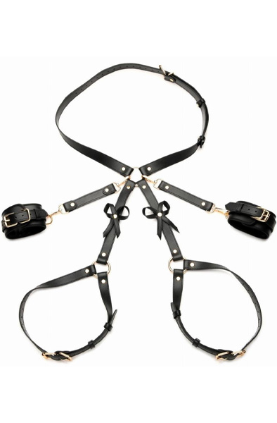 Bondage Thigh Harness With Bows XL/XXL Handbojor & Lår set | | Intimast