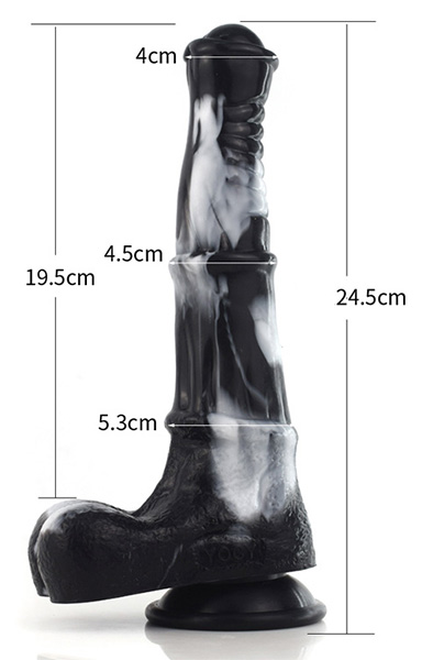 Alternativ bild 1 för Dragon Dildo Equinus BlackWhite 24,5cm
