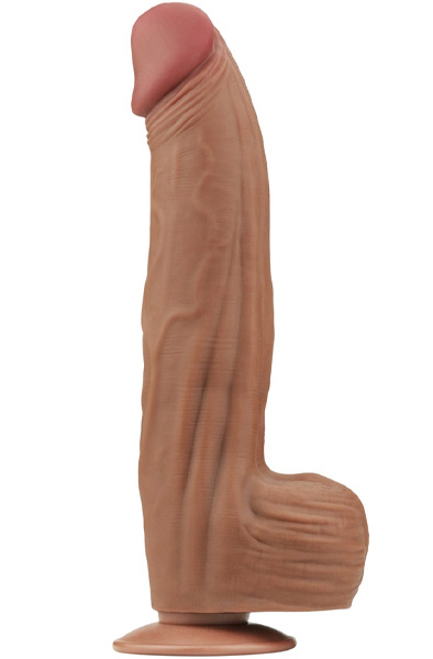 Lovetoy Sliding Skin Dual Layer Dildo Brown 31 cm XL dildo | | Intimast