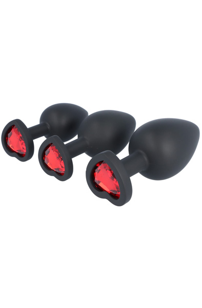 Ruby Heart Silicone Plug Set 3-pack Analpluggar paket |  | Intimast