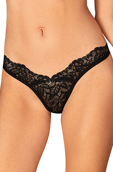 Obsessive Bellastia Thong Black XS/S Spetstrosa | | Intimast