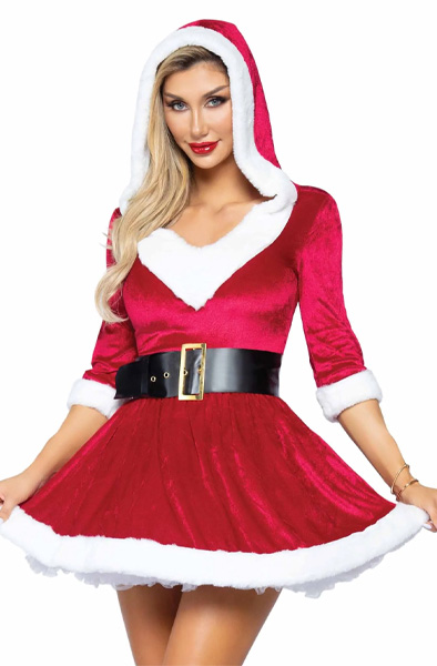 Leg Avenue Mrs. Claus Hooded Dress S/M Rollspel & Maskerad | | Intimast
