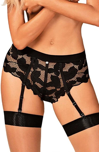 Alternativ bild 0 för Trosor med strumpeband - Svart