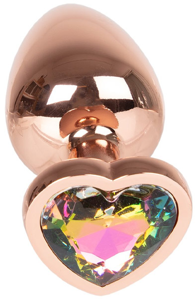 Alternativ bild 1 för Metal Heart Plug Gold Rose - Large 8cm