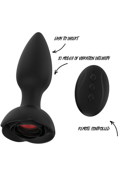 Vibrating Rose Buttplug With Remote Analplugg med vibrator |  | Intimast