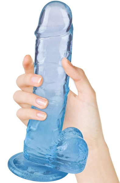 Crystal Pleasures Dual Color Blue 18 cm Dildo med sugpropp |  | Intimast