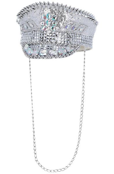 Fever Deluxe Sequin Studded Captains Hat Silver Rollspel & Maskerad |  | Intimast