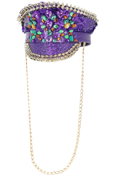 Fever Deluxe Sequin Studded Captains Hat Purple Rollspel & Maskerad |  | Intimast