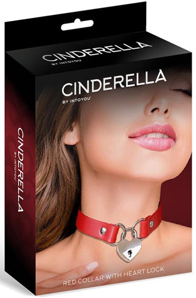 Collar With Heart Lock Vegan Leather Red Choker