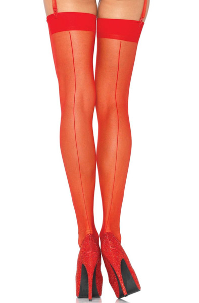 Sheer Backseam Stockings Red O/S Strumpbyxor | | Intimast