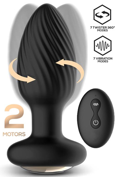 Drago Vibration Butt Plug, 360º Twister & Remote Control Analplugg med vibrator | | Intimast