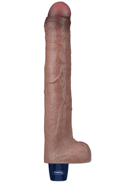 Real Softee Vibrating Dildo Brown 26,5 cm Dildo med vibrator | | Intimast